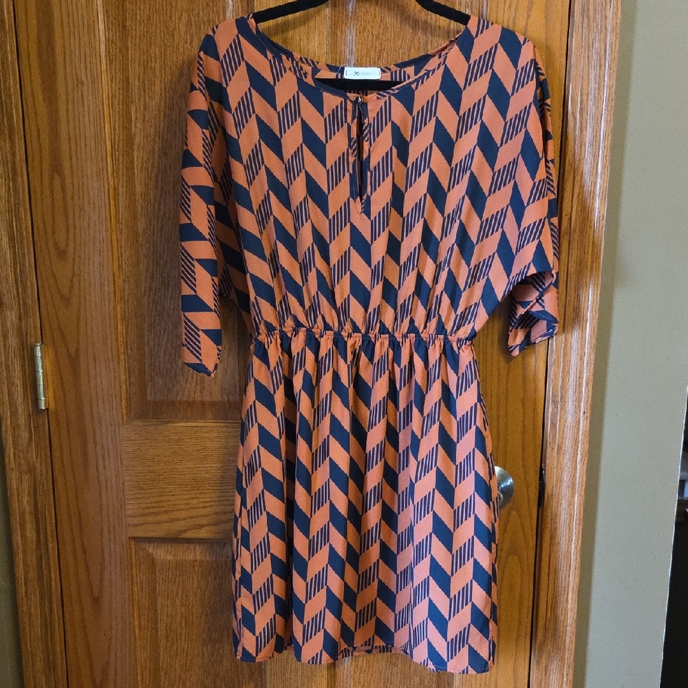 Everly Chevron Dress in Orange and Black